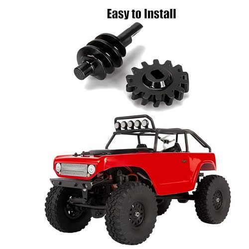 2pcs Steel Axle Differentials Gear 13T/2T Front and Rear Overdrive Differential Worm Gear for Axial SCX24 1/24 RC Crawler Truck Car Upgrades Parts Accessories (2T-16T) - color: 2t-16t