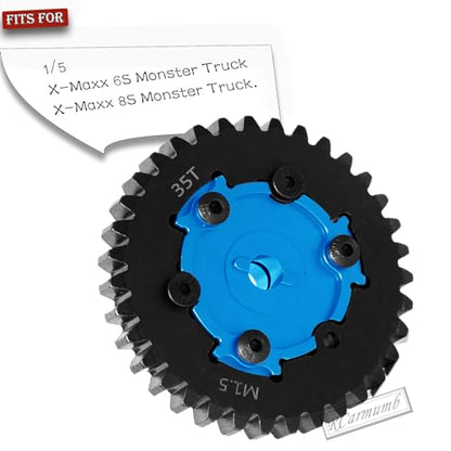 35T Spur Gear Cush Drive Upgrades Part for 1/5 X-Maxx 6S,8S Monster Truck,Aluminum Cush Drive Housing,Medium Carbon Steel 35T 1.5 Spur Gear with Pinion Gear(23T/24T/25T/26T),Navy Blue