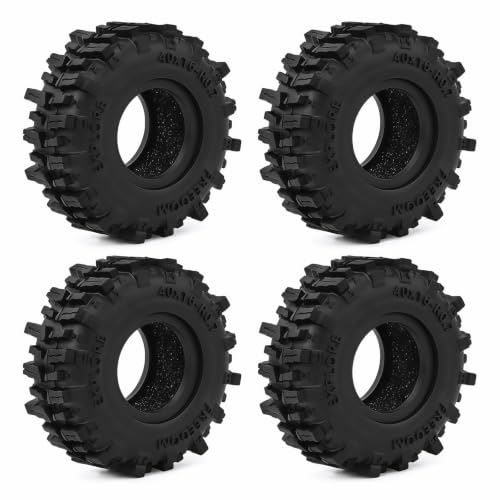 0.7" Swamp Claw Tires 40x16mm for 1/30 Axial SCX30 1/32 Redcat Ascent-32 RC Crawler – Super Soft Sticky Rubber, Easy Mount, Foam Insert (4pcs) - color: Black a