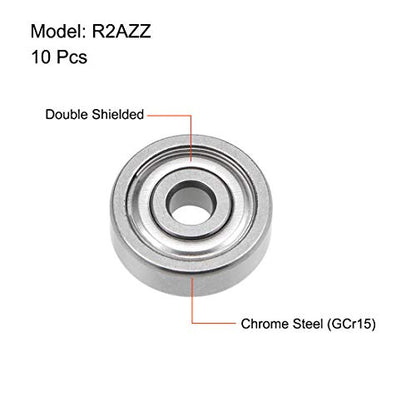 uxcell R2AZZ Deep Groove Ball Bearing 1/8-inchx1/2-inchx11/64-inch Shielded Z2 Lever Bearings 10pcs - size: 1/8"x1/2"x11/64"
