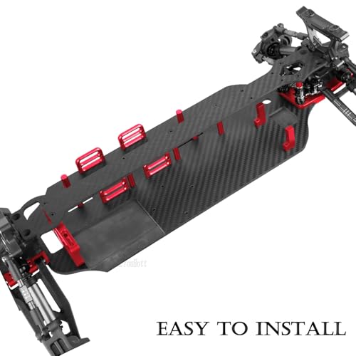 RC Upgrades Part Chassis Protect Armor Skid Plate Guard for 1/10 F0rd F15O Rapt0r R(101076-4),Carbon Fibre hassis Protect Armor Hops Up,Red - color: Red-(upgrades）