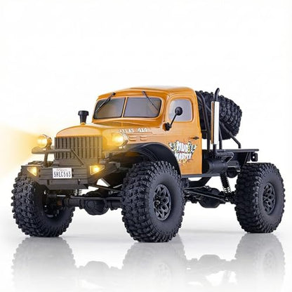 FMS Rochobby 1/10 Atlas Ready Set RC Crawler RC Truck 4X4 with Lighting, 2.4GHz Radio,Ball Bearing, Metal-Gear Full,4 Link Suspension,Rapid Separation Car Body for Adult (Yellow) - color: 1/10 Yellow