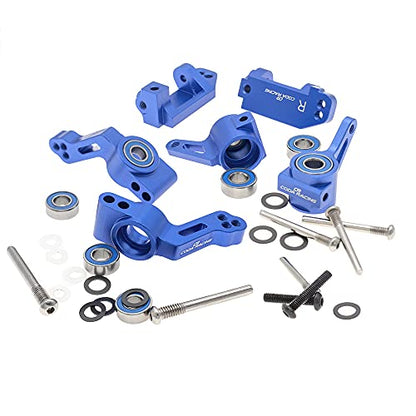 RC Alloy Caster Block&Steering Blocks&Rear Stub Axle Carriers for Traxxas 1/10 2WD Slash, Stampede, Rustler, Nitro Slash-Replaces Part 3736 3632 3752 - color: Navy Blue