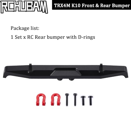 RCHUBAM Rear Bumper with Trailer Hitch Hooks for 1/18 TRX4M K10 | Aluminum Alloy RC Upgrade Parts - style: Rear Bumper