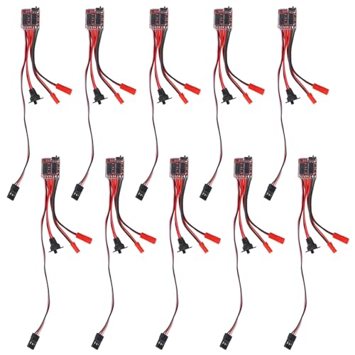 Mini 20A ESC Motor Speed RC ESC 2KHz Forward Reverse Brush Brake RC 2S for Controller Boat RC Car Tank (10pcs) - color: 10pcs
