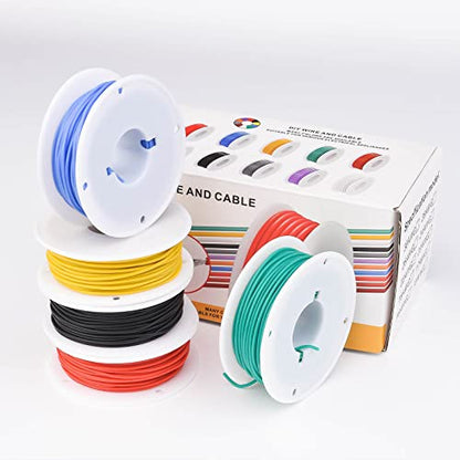 30 AWG Stranded Electrical Wire 30 Gauge Tinned Copper Wires Flexible Silicone Electric Hook Up Wire Kit OD:1.1mm, 5 Colors 32.8ft/10m Each, DIY/Automotive/Home/Power Wiring Kit - size: 5 Colors each 32.8Ft, style: 30AWG-Stranded