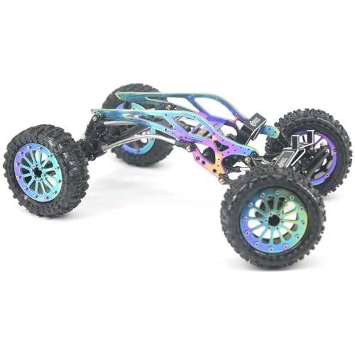Titanium LCG Chassis Frame Kit with Brass Skid Plate, Steel Driveshaft, Aluminum Links for Axial SCX24 1/24 RC Crawler