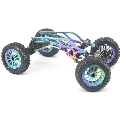 Titanium LCG Chassis Frame Kit with Brass Skid Plate, Steel Driveshaft, Aluminum Links for Axial SCX24 1/24 RC Crawler
