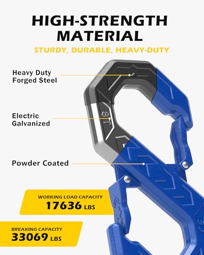 3/8" Tow Hook, S-Shaped Winch Hook, 33,000lbs Breaking Strength, G80 Heavy Duty Forged Steel, Fast Connect Easy Release Winch Shackle Towing Hook for Trucks, SUVs, ATVs, Trailers, Blue - color: Blue