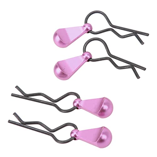 4pcs RC Body Clips R Pins Stainless Steel R Clips with Aluminium Alloy Pull Tabs for 1/8 1/10 RC Car (Purple) - color: Purple