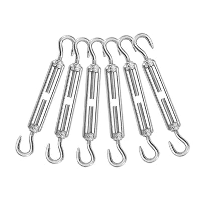 6PCS M5 Hook & Hook Turnbuckle 304 Stainless Steel Turnbuckle Wire Rope Tension Heavy Duty Turnbuckles for Cable Railing Wire Rope Hardware Kit (M5, Hook & Hook) - style: Hook & Hook-M-5