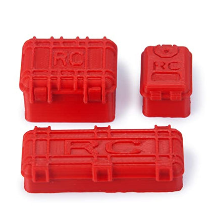 3PCS 1/24 Mini Toolbox Trunk RC Car Simulated Plastic Mini Storage Box Equipment Case Decoration Accessories Compatible with SCX24 AX100002 AXI00005 1/24 RC Crawler Spare Parts