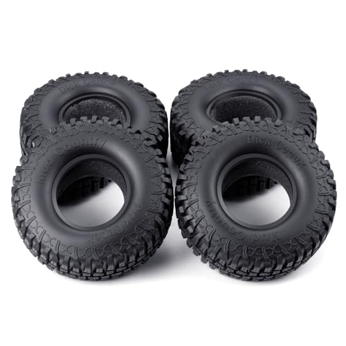 4PCS 1.9inch Rubber Tyre 100mm OD Wheels Tire Off Road Mud Wheel Tires Rubber Terrain Crawler Tyre for 1/10 TRX-4 Axial SCX10 90047 D90 D110 TF2 RC Crawler Car Replacement Upgrade Part