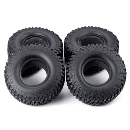4PCS 1.9inch Rubber Tyre 100mm OD Wheels Tire Off Road Mud Wheel Tires Rubber Terrain Crawler Tyre for 1/10 TRX-4 Axial SCX10 90047 D90 D110 TF2 RC Crawler Car Replacement Upgrade Part
