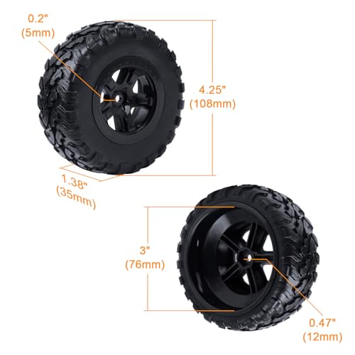 Hobbypark 4PCS 1/10 Short Course Truck Tires and Wheels for Traxxas Slash 4x4 2WD VXL BL-2S Tamiya HPI Kyosho VKAR Redcat SCT Tires SC10