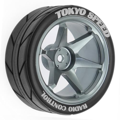 1/10 RC On Road Tires OD 65mm and Aluminum Street Wheels 12mm Hex Touring Tyres for 1:10 Rally Racing Drift Car Tamiya TT01 TT02 XV01 HPI KYOSHO HSP PTG2 Traxxas TA06 A959 PTG2 (Titanium) - color: Titanium