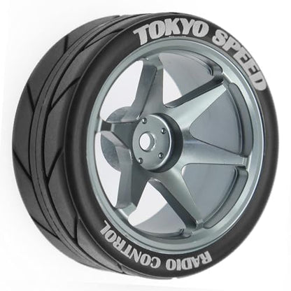 1/10 RC On Road Tires OD 65mm and Aluminum Street Wheels 12mm Hex Touring Tyres for 1:10 Rally Racing Drift Car Tamiya TT01 TT02 XV01 HPI KYOSHO HSP PTG2 Traxxas TA06 A959 PTG2 (Titanium) - color: Titanium