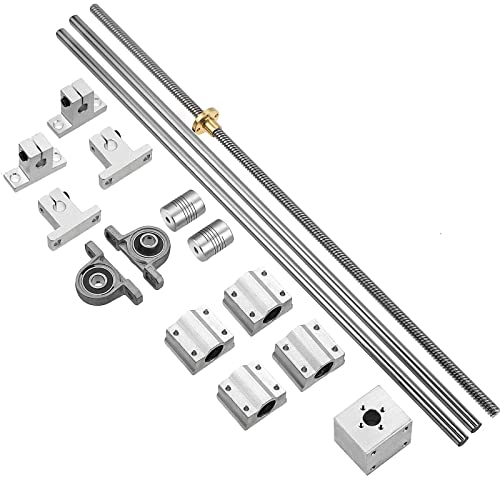 2PCS 8x150mm Linear Motion Rods & 8mm Lead Screw & 4PCS SK8 Rod Support & 4PCS SCS8UU & 2PCS KP08 Pillow Block & 2PCS Flexible Shaft Couplings for 3D Printer (Set of 16, 150mm) - style: 150mm