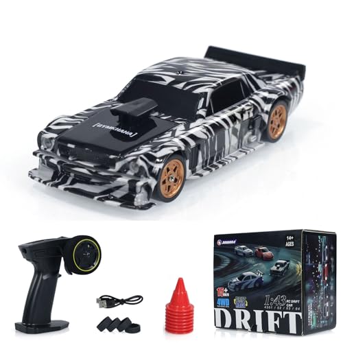 TOUCAN RC HOBBY 1:43 Remote Control Mini Drift Car Race Car Toy Radio Lights Traffic Safety Cone Camouflage Without a Gyro,US in Stock - color: Camouflage