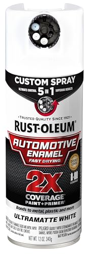 Rust-Oleum 2X Automotive Enamel 5-in-1 Spray Paint, Ultra Matte White | Fast Dry, Adjustable Custom Spray Dial, Multi Surface (Metal, Wood, Plastic and More), Any Angle, Ultimate Coverage - color: Ultra Matte White, size: 12 Ounce (Pack of 1)