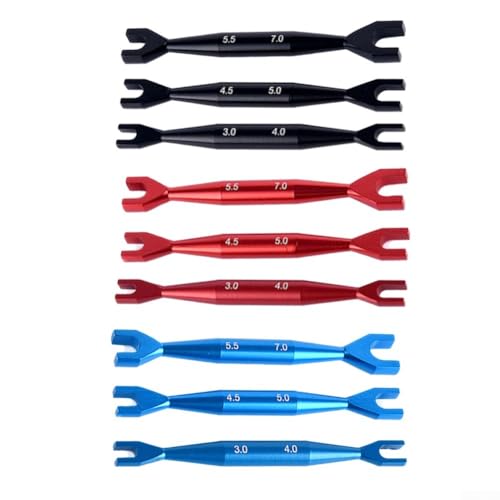 Rc Car Wrench Set, Aluminum Open End Spanner, Double End Tool Kit, 1/10 Rc Crawler Wrench, 3Mm 4Mm 5Mm Nut Driver, Axial Scx10 Tools, Hobby Repair Hand Tools(red) - color: Red