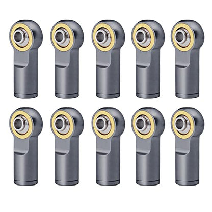 QUE-T 10Pcs Metal Left-Hand Thread Link Rod End M4 Ball Joint Head for RC Crawler Car Boat (Titanium) - color: Titanium