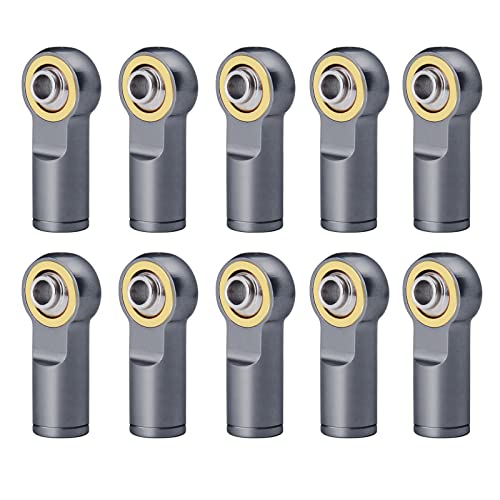 QUE-T 10Pcs Metal Left-Hand Thread Link Rod End M4 Ball Joint Head for RC Crawler Car Boat (Titanium) - color: Titanium
