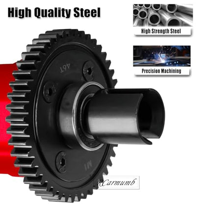 46T Upgrades Part for Sledge 1/8 Center Differential Assembly #9585,Heavy Duty Medium Carbon Steel & Aluminum Alloy RCarmumb RC Truck Replacement Upgrade,Red - color: Red(1set)