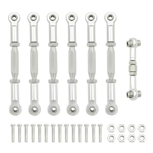 Metal Turnbuckle Camber Link Rod Linkage Kit Compatible with 1/10 RC Car Compatible with 4X4 VXL 2WD Upgrade Parts(Silver) - color: Silver