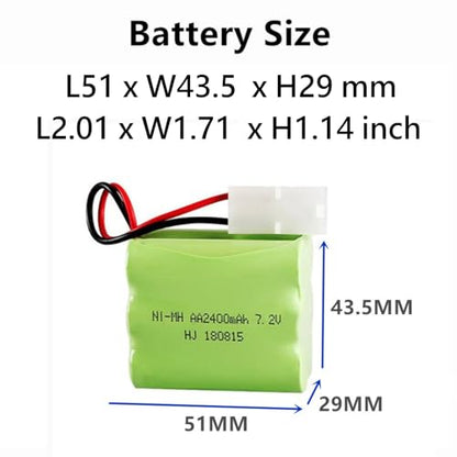 7.2V 2400mAh Ni-MH Battery AA Battery Pack with Standard Tamiya Connector for RC Car RC Truck Household Appliances 2 Pack 7.2V Battery with USB Charger