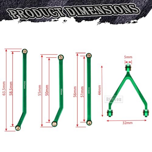 RC Upgrades Part High Clearance Chassis Links & Skid Plate & Steering Rod Tie Links for 1/24 SCX24 Bronco AXI00001 C10 AXI00002 JLU 1/24 RC Crawler（Green）