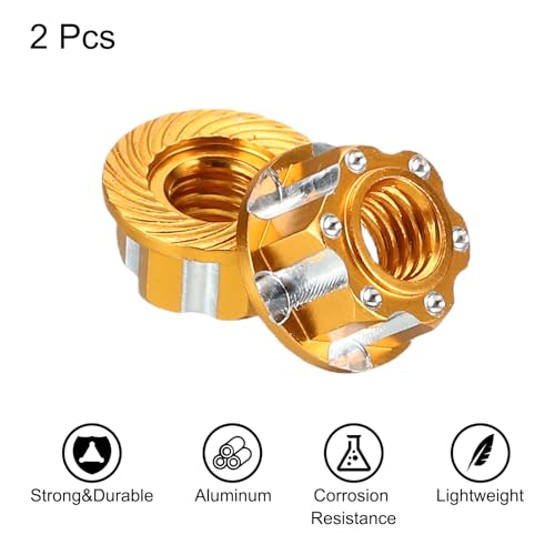 MECCANIXITY Hexagonal Nuts Aluminum M4 RC Wheel Carving Hex Nuts Dustproof Anti-Skid Mount Cap for 1/10 RC Model Car Trucks Off Road Car Upgraded Parts Pack of 2(Gold) - color: Gold