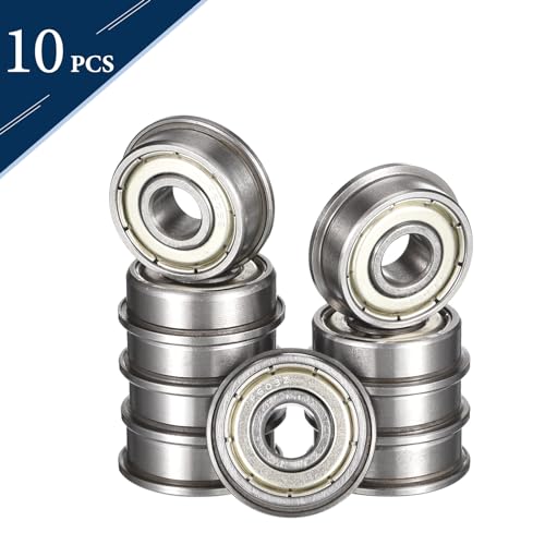 F603ZZ Flanged Ball Bearing, ID 3mm x OD 9mm x Width 5mm Miniature Bearings, Double Metal Shielded Deep Groove Bearings, Pre-Lubricated (GCr15) Chrome Steel 10pcs - size: F603ZZ 3mmx9mmx5mm