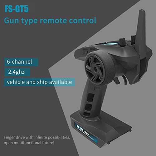 Flysky FS-GT5 6CH AFHDS RC Transmitter with FS-BS6 Receiver | AFHDS 2A, ABS Brake, F.SAFE Fail-safe, CRAWL & SVC Modes, 20‑Model Memory, Gyro Stability, 6CH output, for Car/Boat
