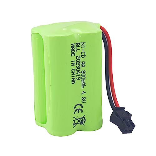 2PCS AA 4.8V 800mAh Charging Battery with SM-2P Plug and USB Charging Cable for 1/28 Stunt RC Car C128 1/28 NB2801 NB2802 NB2803 Double-Sided Rolling and Spinning Stunt Car Robot Electric Toy