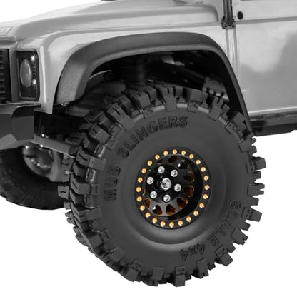 1.0 Beadlock RC Wheels for 1/18 1/24 Trx4m SCX24 RC Crawler,Full Brass 1.0'' RC Truck Tires RC Wheels 4pcs Black