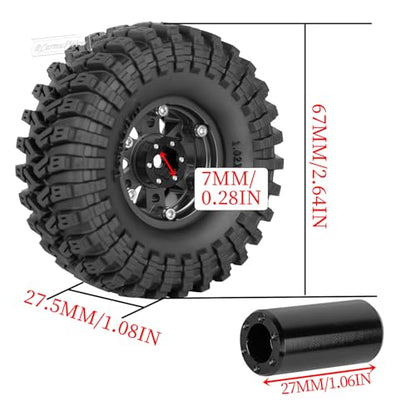 RC 1.3 Beadlock Wheels and Tires Single & Dually for 1/18 TRX4M Ascent-18,1/24 SCX24 FCX24 RC Crawler Car,Aluminium & Brass 1.3 Rims w/All Terrain Rubber Tire,4pcs,Black w/Black - color: Black(4pcs)