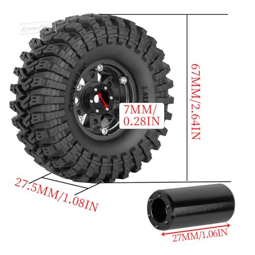 RC 1.3 Beadlock Wheels and Tires Single & Dually for 1/18 TRX4M Ascent-18,1/24 SCX24 FCX24 RC Crawler Car,Aluminium & Brass 1.3 Rims w/All Terrain Rubber Tire,4pcs,Black w/Black - color: Black(4pcs)