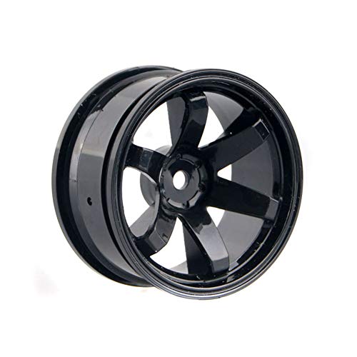 4PCS Plastic Wheels Rims Diameter 52mm for 1/10 Scale On Road Touring Racing Drift Car HSP HPI Tamiya Yokomo (Black) - color: Black