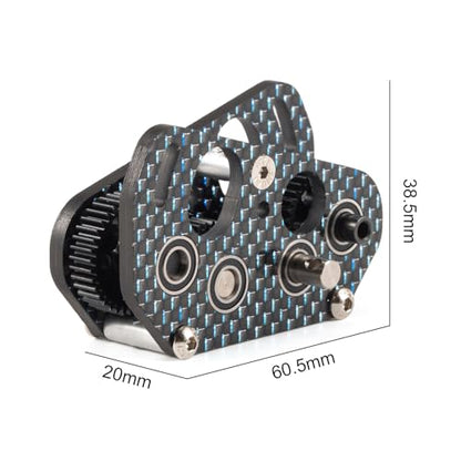 Carbon Offset Dual Motor Transmission 48P DIG Overdrive Gearbox | 3:1 Output Ratio, Ultra-light 59g, Fit for 1/10 Comp Rigs LCG Crawler Chassis