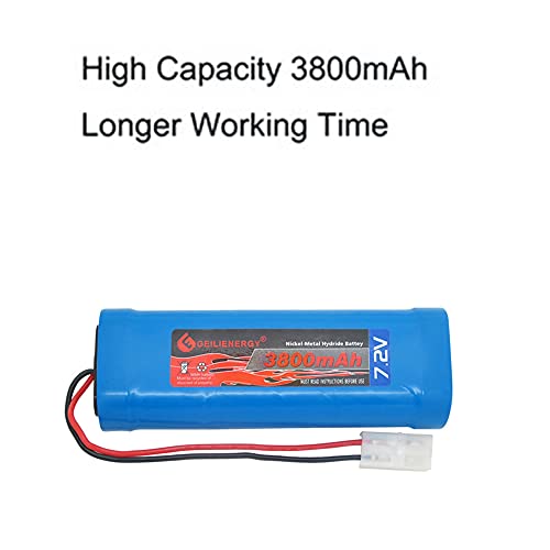7.2V 3800mAh High Capacity 6-Cell NiMH Flat Battery Pack, Replacement Hobby Battery for RC Car, RC Truck, RC Boat with Standard Tamiya Connector (1Pack) - color: 1 PACK 7.2V 3800mAh Battery