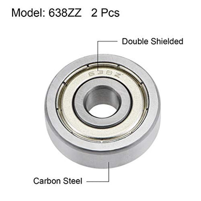uxcell 638ZZ Deep Groove Ball Bearings Z2 8mm X 28mm X 9mm Double Shielded Carbon Steel 2pcs - size: 8mmx28mmx9mm