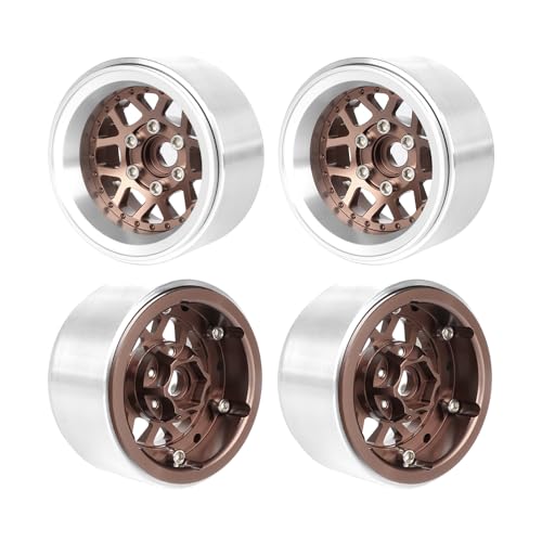 4PCS 1.9" Beadlock Wheel Rims Offset-10mm Aluminum Alloy Metal Wheel Hub for 1/10 RC Rock Crawler Car for Axial SCX10 TRX4 TRX6 D90 D110 Upgrade Accessories(Y-Shaped Bronze) - color: Y-shaped Bronze