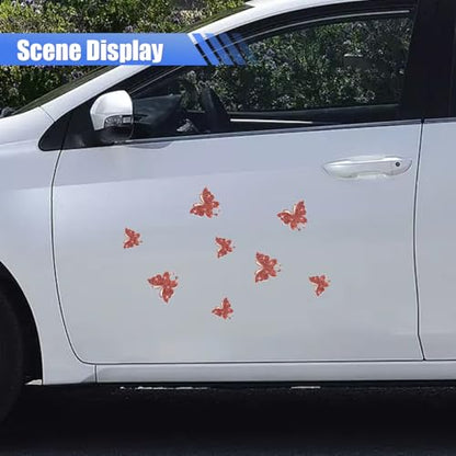Craedli 8PCS Bling Butterfly Sticker Car Decals, Crystal Rhinestone Butterfly Decal with Self-Adhesive Backing for Women, Glitter Diamond Car Body Bumper Sticker for Window Laptop Luggage (Red) - color: Red