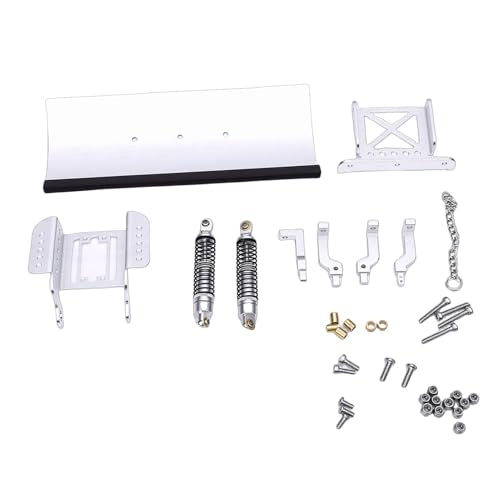 Zunate 1/18 Scale RC Metal Snow Plow Replacement for Crawler, Alloy Front Shovel with Shock Absorption for Winter Scenes & Obstacle Clearing (Silver) - color: Silver