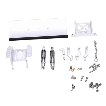 Zunate 1/18 Scale RC Metal Snow Plow Replacement for Crawler, Alloy Front Shovel with Shock Absorption for Winter Scenes & Obstacle Clearing (Silver) - color: Silver