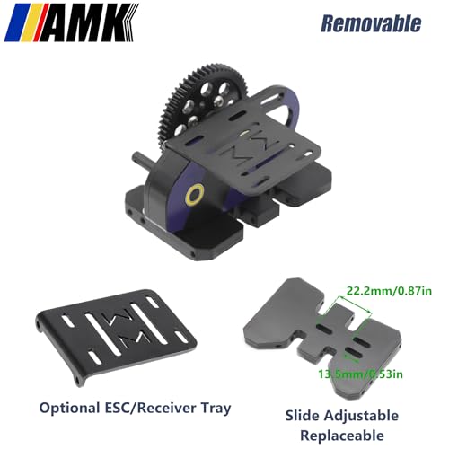 AMK Overdrive 30% Metal Differential Gearbox with POM Skid Plate for 1/10 Scale LCG Transmission, Compatible with RC Crawler Axial SCX10, Capra, Element, Gspeed, and DIY Chassis (Purple) - color: Purple