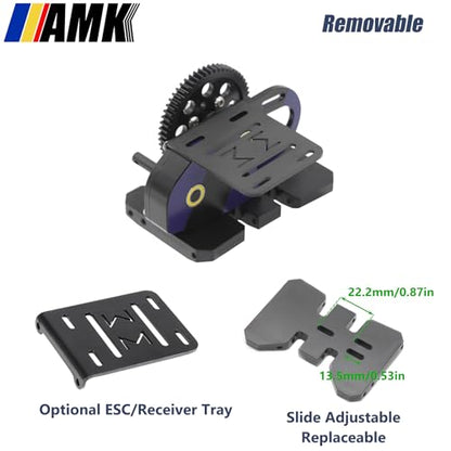 AMK Overdrive 30% Metal Differential Gearbox with POM Skid Plate for 1/10 Scale LCG Transmission, Compatible with RC Crawler Axial SCX10, Capra, Element, Gspeed, and DIY Chassis (Purple) - color: Purple