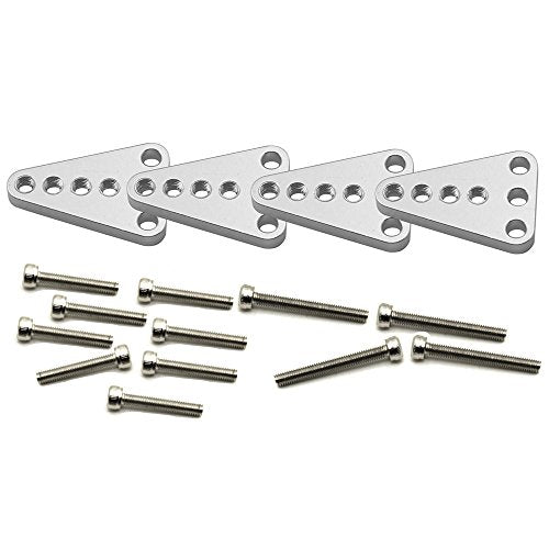 4PCS Aluminum Front Rear Shock Absorber Mount, Silver | Adjust Height Bracket, Upgrades, For 1/10 Axial SCX10 I II, RC Crawler Car - color: Silver