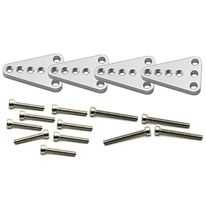 4PCS Aluminum Front Rear Shock Absorber Mount, Silver | Adjust Height Bracket, Upgrades, For 1/10 Axial SCX10 I II, RC Crawler Car - color: Silver
